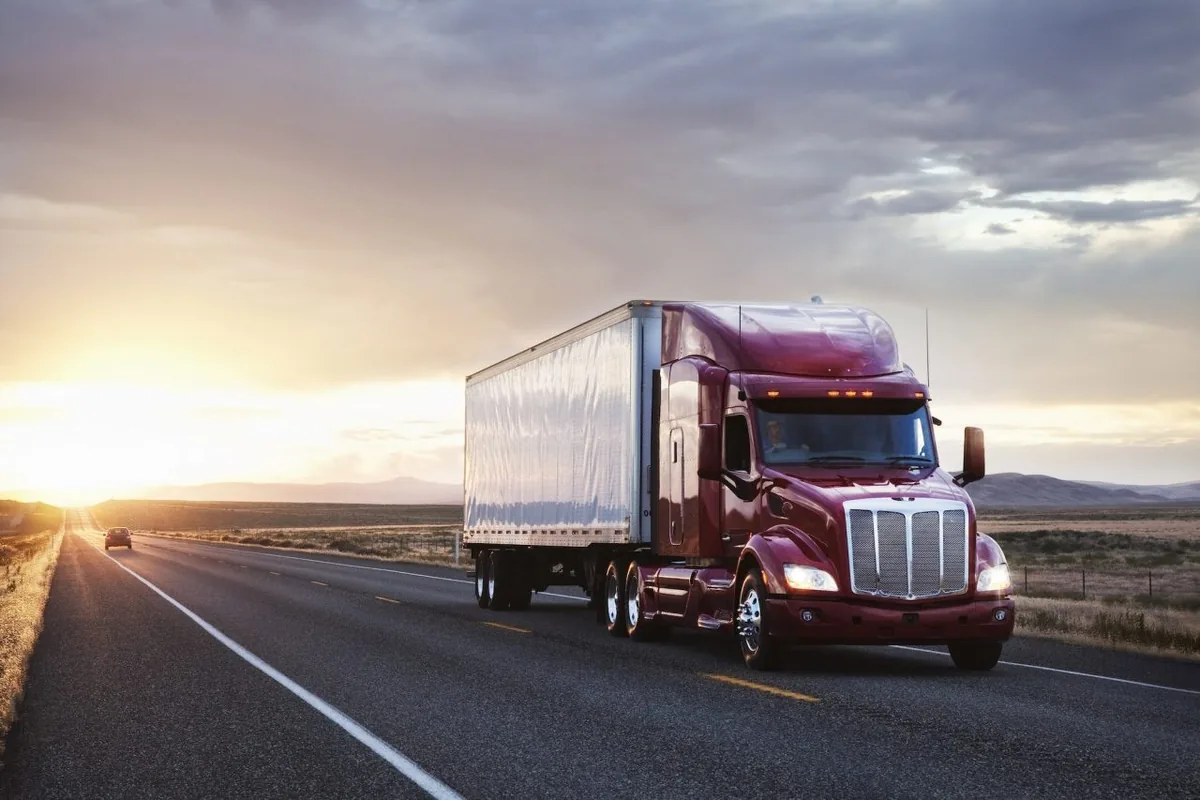 Freight truck travelling on an open highway
